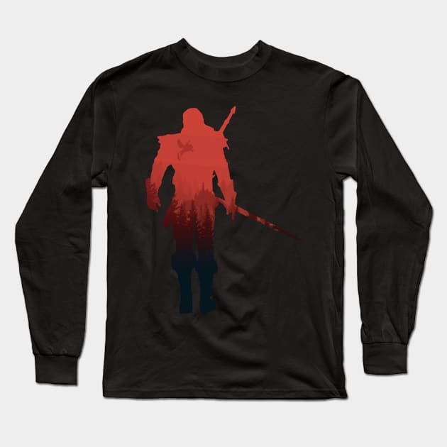 Witch hunter with sword - red variant Long Sleeve T-Shirt by Rackham
